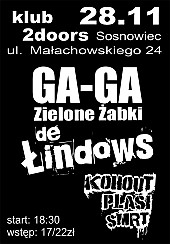 Bilety na koncert GAGA ZIELONE ŻABKI + DE ŁINDOWS w Sosnowcu - 28-11-2014