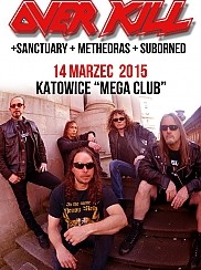 Bilety na koncert Overkill + Sanctuary + Methedras + Suborned w Katowicach - 14-03-2015