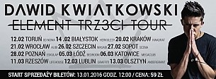 Bilety na koncert Dawid Kwiatkowski - Element Trzeci Tour'16 w Krakowie - 20-02-2016
