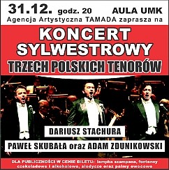 Bilety na koncert Sylwestrowy - Trzech Polskich Tenorów w Toruniu - 31-12-2016