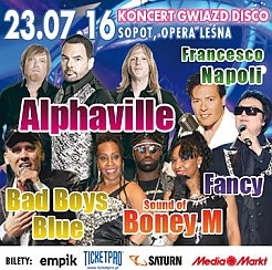 Bilety na koncert Discotex: Bad Boys Blue, Francesco Napoli, Sound of BoneyM, Fancy, Alphaville w Sopocie - 23-07-2016