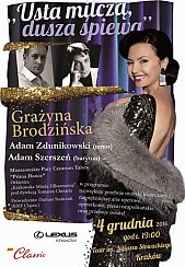 Bilety na koncert Usta milczą, dusza śpiewa - &quot;Usta milczą, dusza śpiewa&quot; Grażyna Brodzińska i jej goście - PROMOCJA CEN BILETÓW! w Krakowie - 04-12-2016