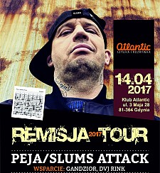 Bilety na koncert Rychu PEJA Solo (Slums Attack)  - Koncert w ramach REMISJA TOUR 2017 w Gdyni - 14-04-2017