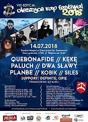 Bilety na Oleszyce Rap Festiwal 2018 VIII Edycja - KęKę, Paluch, Quebonafide, PlanBe, Dwa Sławy,  Kobik,  Siles, Definite, Opie