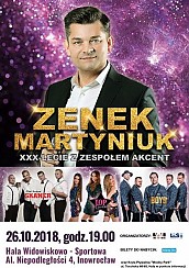 Bilety na koncert Zenek Martyniuk XXX-lecie z zespołem Akcent: Zenek Martyniuk, Boys, Skaner, Top Girls w Inowrocławiu - 26-10-2018