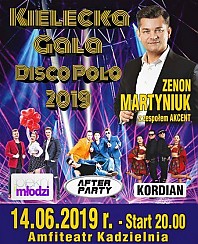 Bilety na koncert KIELECKA GALA DISCO POLO 2019 - Zenon Martyniuk, Piękni i Młodzi, After Party, Kordian w Kielcach - 14-06-2019