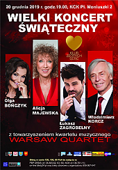 Bilety na koncert Alicja Majewska, Łukasz Zagrobelny, Olga Bończyk, Włodzimierz Korcz + Warsaw Quartet - Wielki Koncert Świąteczny w Kielcach - 20-12-2019